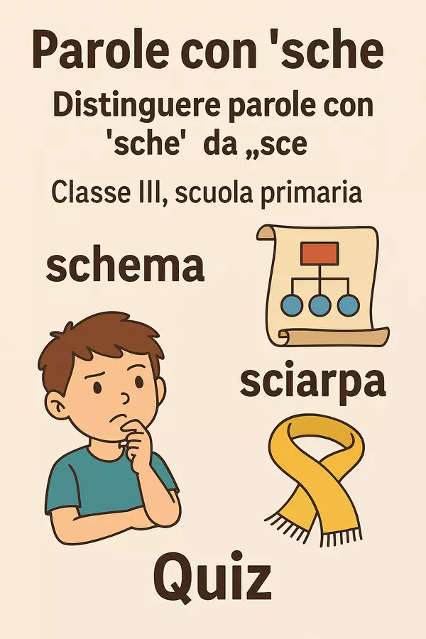 Parole con "sche" vs parole con "sce" Quiz - Parole con "sche" vs parole con "sce" - Maestra di Italiano - Pagina di copertina