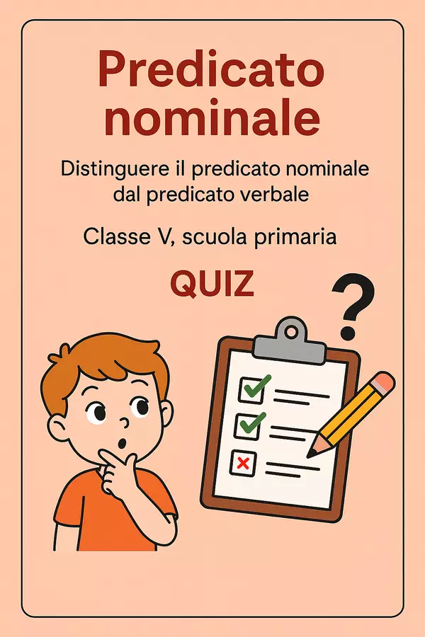 Predicato nominale vs predicato verbale Quiz - Predicato nominale vs predicato verbale - Maestra di Italiano - Pagina di copertina