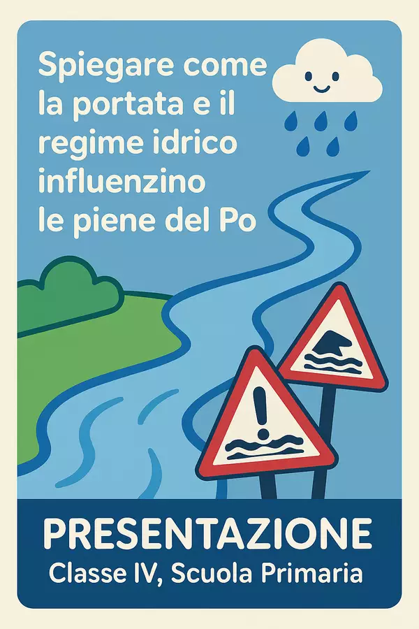 Spiegare come la portata e il regime idrico influenzino le piene del Po Presentazioni / Lavagne - Spiegare come la portata e il regime idrico influenzino le piene del Po - Maestra Geo Giulia - Pagina di copertina