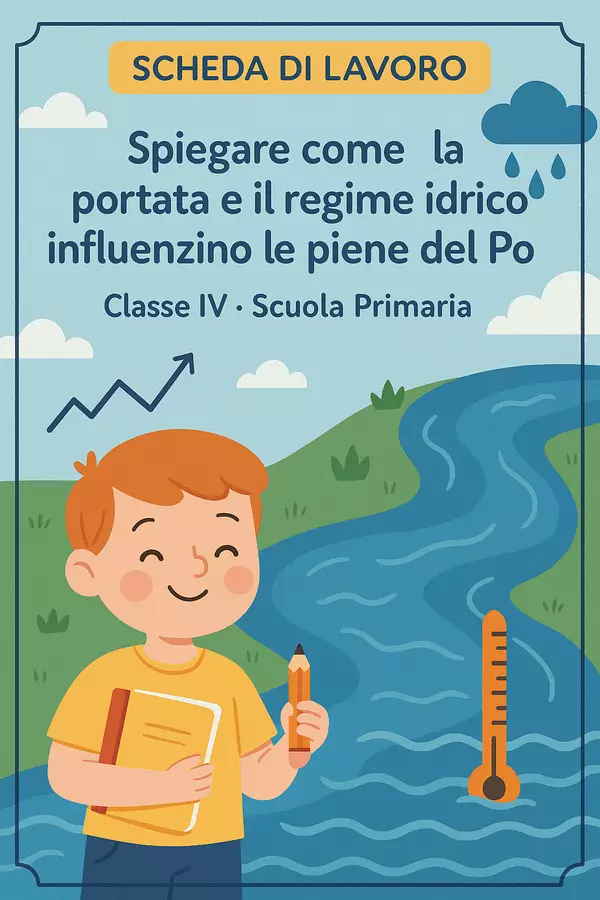 Spiegare come la portata e il regime idrico influenzino le piene del Po Esercizi - Spiegare come la portata e il regime idrico influenzino le piene del Po - Maestra Geo Giulia - Pagina di copertina