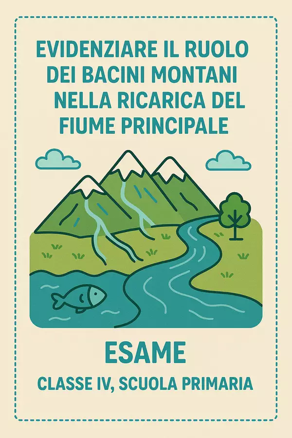 Esame: Evidenziare il ruolo dei bacini montani nella ricarica del fiume principale Compiti in classe/Test - Esame: Evidenziare il ruolo dei bacini montani nella ricarica del fiume principale - Maestra Geo Giulia - Pagina di copertina
