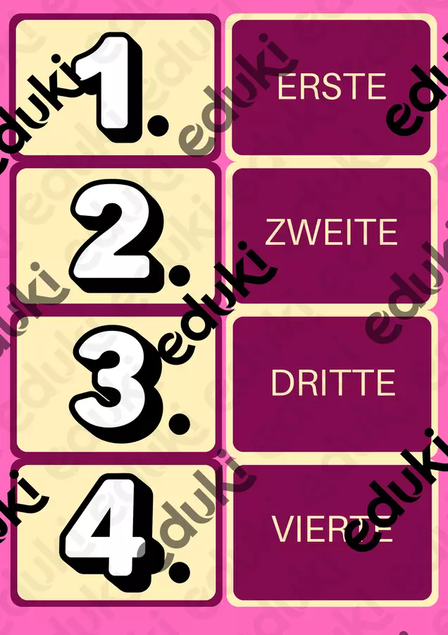 Memory Ordinalzahlen (Deutsch lernen als Fremdsprache) Flashcard - Memory Ordinalzahlen (Deutsch lernen als Fremdsprache) - AlessioundAgnese - Pagina di copertina