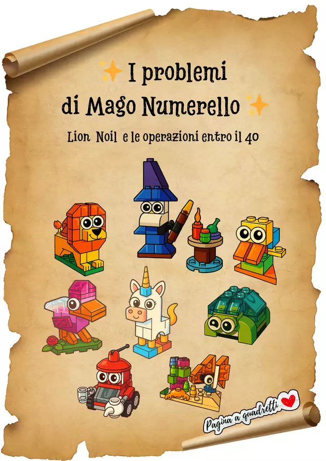 I Problemi di Mago Numerello - Lion noil -operazioni fino a 40 Esercizi - I Problemi di Mago Numerello - Lion noil -operazioni fino a 40 - Pagina_a_quadretti - Pagina di copertina