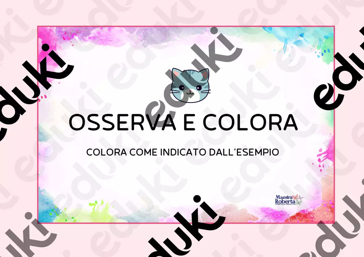 OSSERVA E COLORA Esercizi - OSSERVA E COLORA - Roberta Manca 🩷 la maestra di sostegno. - Pagina di copertina