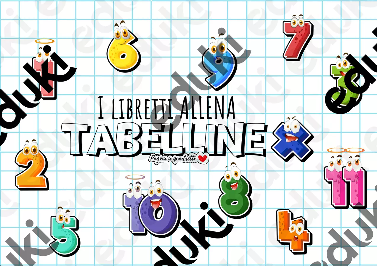 LIBRETTI ALLENA TABELLINE (1-11) Esercizi - LIBRETTI ALLENA TABELLINE (1-11) - Pagina_a_quadretti - Pagina di copertina