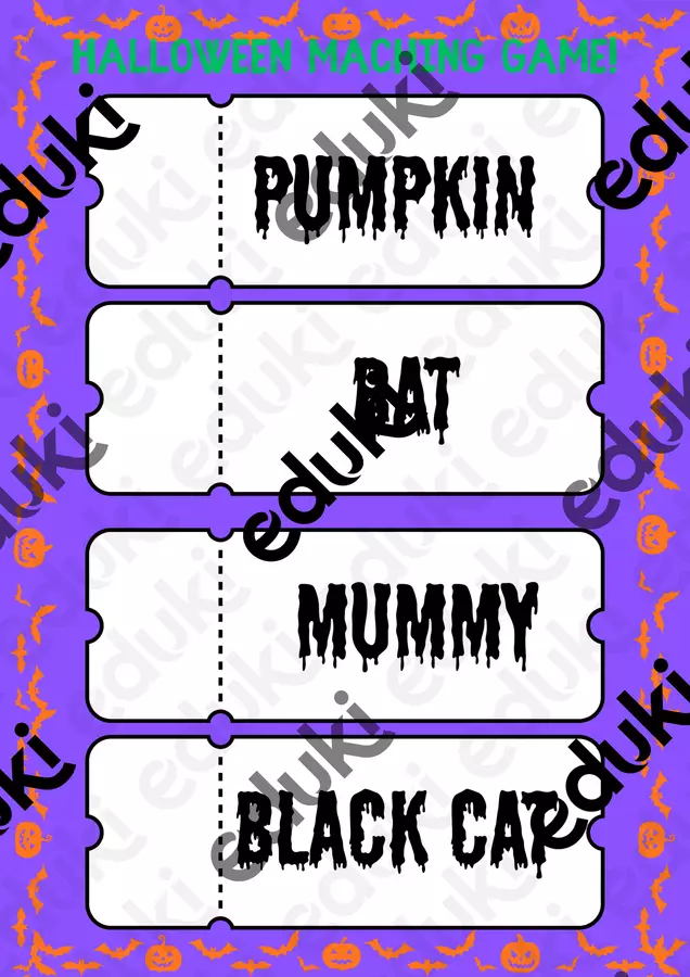 Match the Halloween Word! English game Materiale di supporto/inclusione - Match the Halloween Word! English game - TEACHERMARIKA - Pagina di copertina