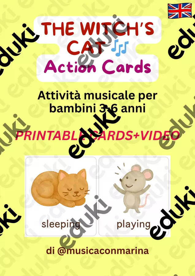 THE WITCH'S CAT - English Halloween Song for Children Flashcard - THE WITCH'S CAT - English Halloween Song for Children - Musica con Marina - Pagina di copertina