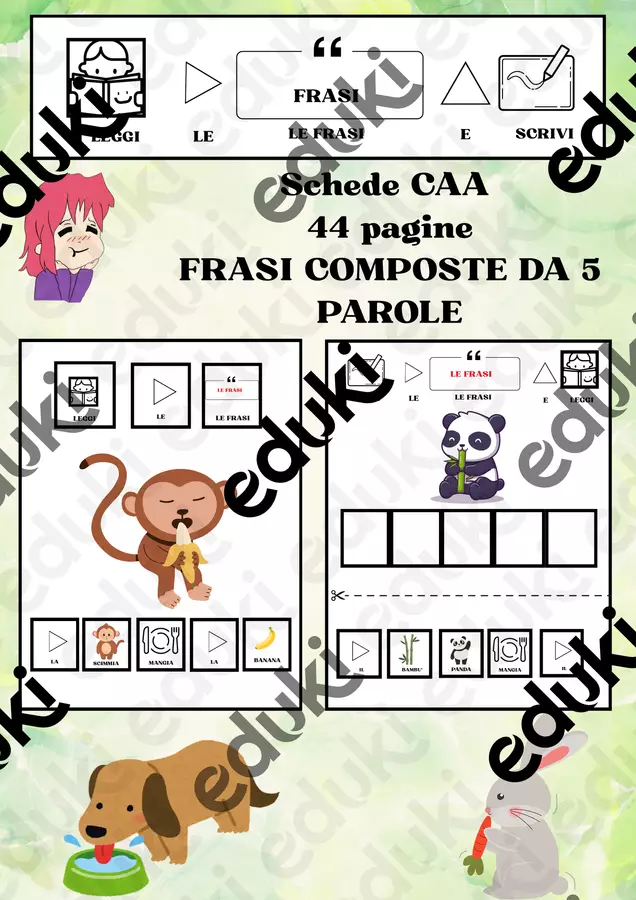 CAA: lettura e scrittura frasi sugli animali Esercizi - CAA: lettura e scrittura frasi sugli animali - educatrice_oepac - Pagina di copertina
