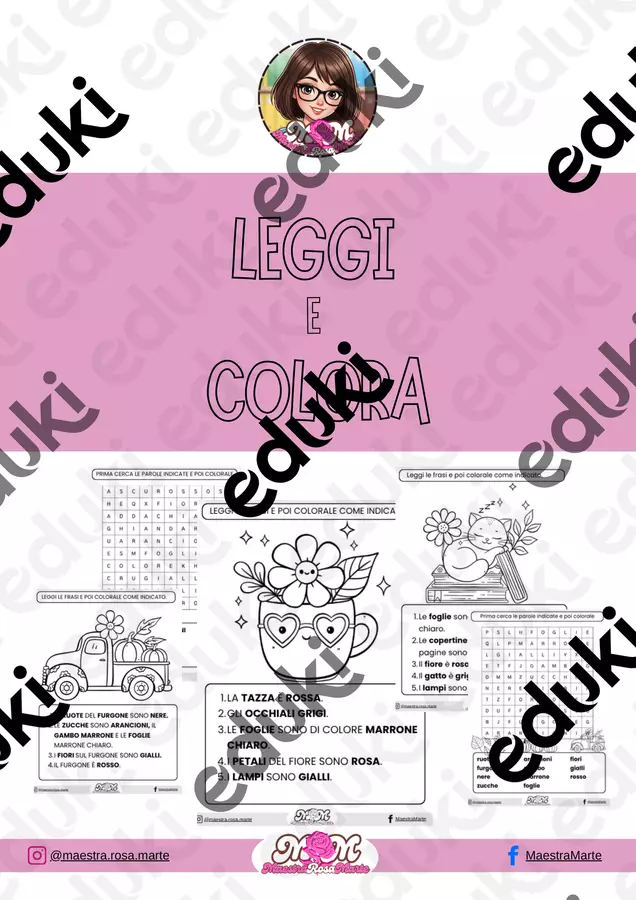 Leggo e Coloro: mini libretto per la lettura e la comprensione Materiale di supporto/inclusione - Leggo e Coloro: mini libretto per la lettura e la comprensione - MRMaestraRosaMarte - Pagina di copertina