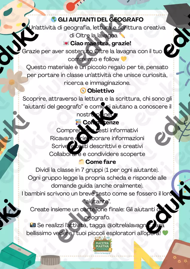 GLI AIUTANTI DEL GEOGRAFO - attività di gruppo Flashcard - GLI AIUTANTI DEL GEOGRAFO - attività di gruppo - Oltre la lavagna - Pagina di copertina