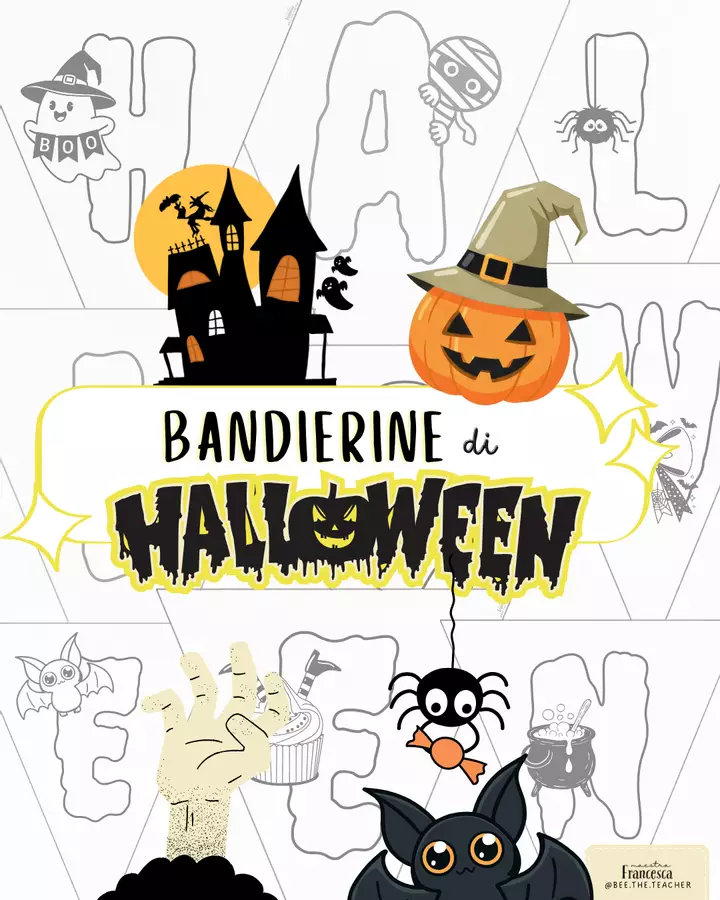 BANDIERINE di HALLOWEEN (colori - bianco e nero). Altro tipo di materiale - BANDIERINE di HALLOWEEN (colori - bianco e nero). - Bee.the.teacher - maestra Francesca - Pagina di copertina