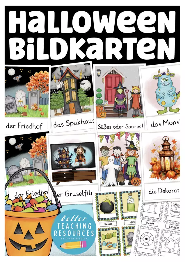 Tedesco Halloween Deutsch Bildkarten Flashcard - Tedesco Halloween Deutsch Bildkarten - Better Teaching Resources - Pagina di copertina