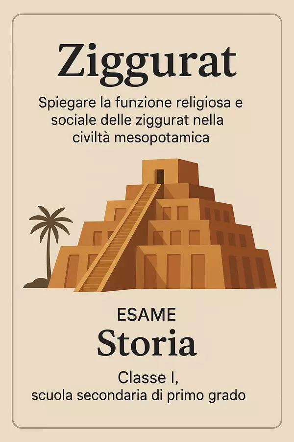 Spiegare la funzione religiosa e sociale delle ziggurat nella civiltà mesopotamica Compiti in classe/Test - Spiegare la funzione religiosa e sociale delle ziggurat nella civiltà mesopotamica - La Macchina del Sapere - Pagina di copertina