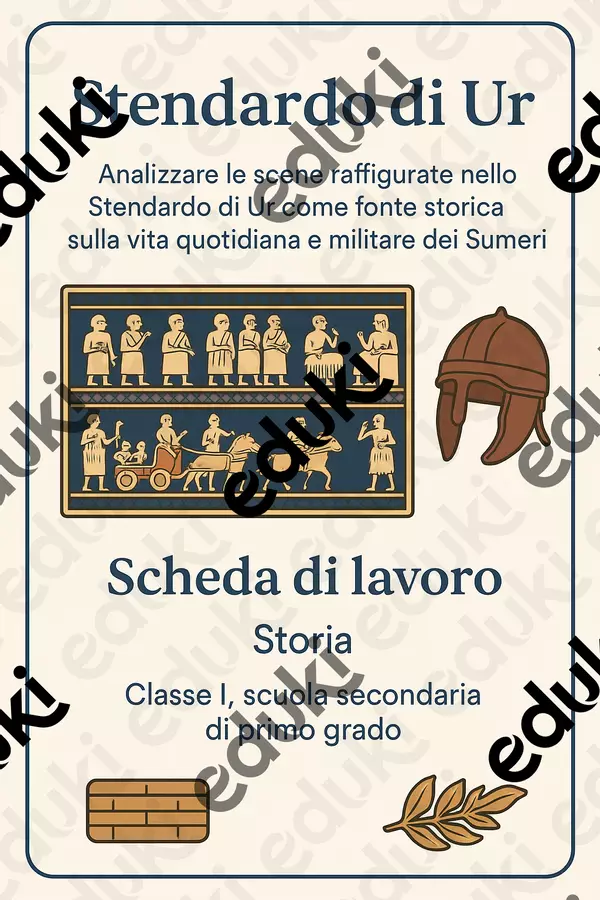 Analizzare le scene raffigurate nello Stendardo di Ur come fonte storica sulla vita quotidiana e militare dei Sumeri. Schede informative - Analizzare le scene raffigurate nello Stendardo di Ur come fonte storica sulla vita quotidiana e militare dei Sumeri. - La Macchina del Sapere - Pagina di copertina