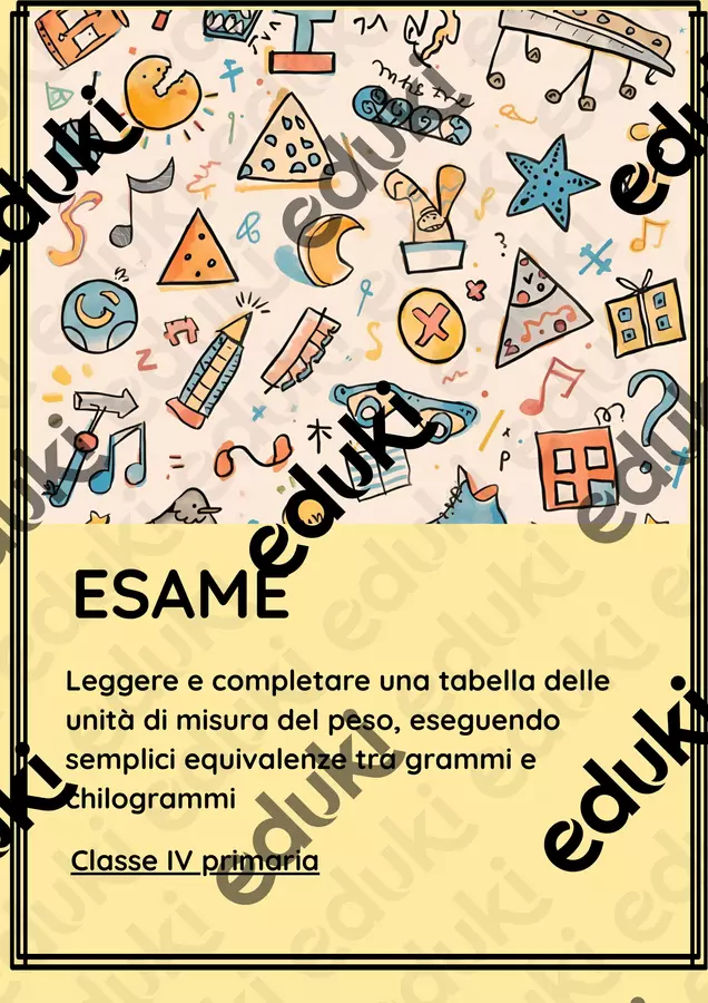 Esame: tabella delle unità di misura del peso Compiti in classe/Test - Esame: tabella delle unità di misura del peso - Matematica Insieme - Pagina di copertina