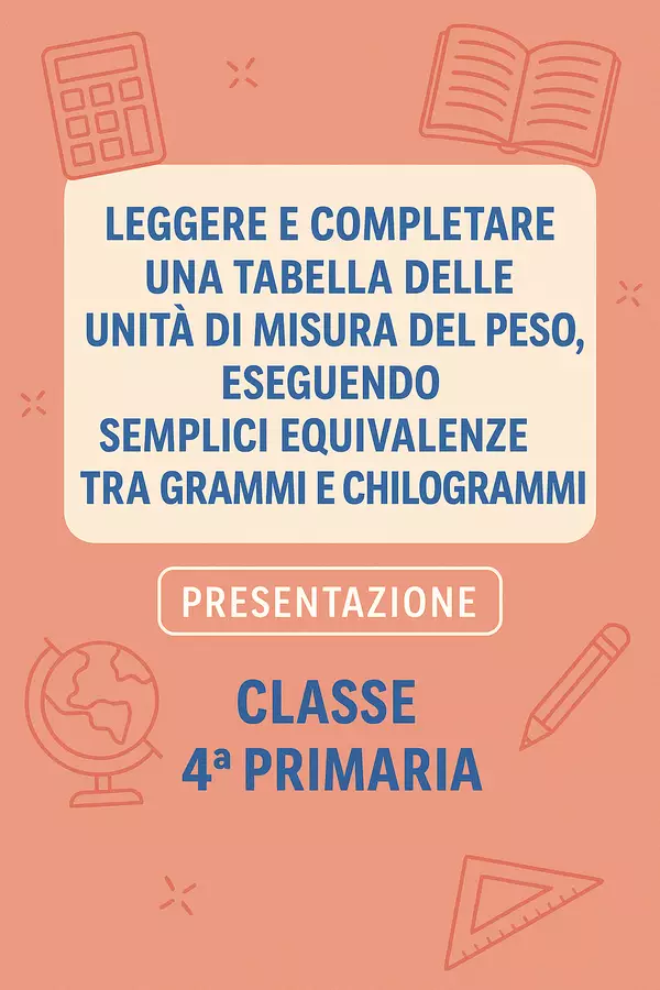PRES tabella delle unità di misura del peso Presentazioni / Lavagne - PRES tabella delle unità di misura del peso - Matematica Insieme - Pagina di copertina