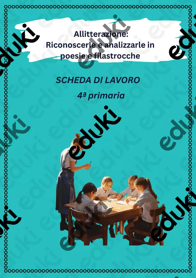 Introduzione e esercizi sull'allitterazione Esercizi - Introduzione e esercizi sull'allitterazione - Maestra di Italiano - Pagina di copertina