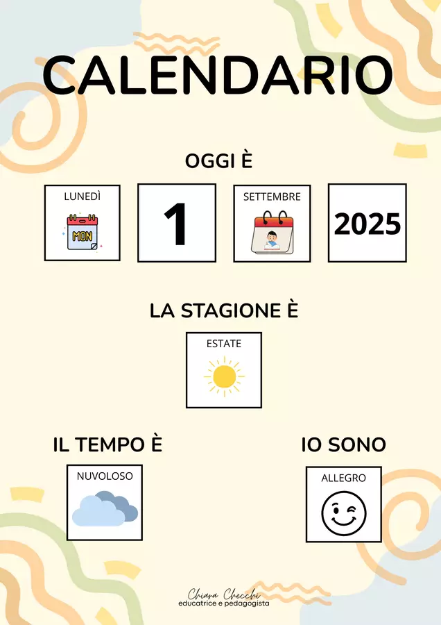 CALENDARIO in CAA Materiale di supporto/inclusione - CALENDARIO in CAA - educativamente_chiara - Pagina di copertina