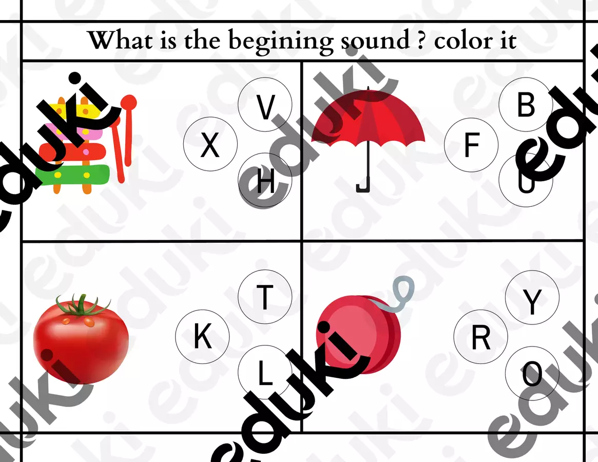 Color the Beginning Sound | Colora il Suono Iniziale Esercizi - Color the Beginning Sound | Colora il Suono Iniziale - Nina's Learning Corner - Pagina di copertina