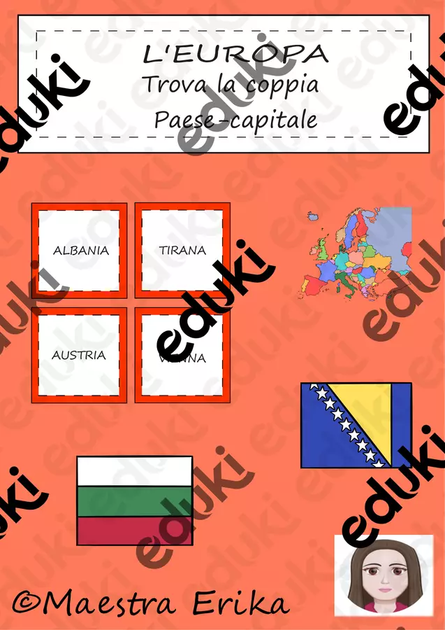 Europa-gioco delle coppie Stato-capitale Giochi - Europa-gioco delle coppie Stato-capitale - Maestra Erika - Pagina di copertina