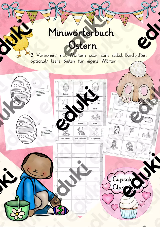 Deutsch/DaZ - Ostern- Miniwörterbuch (Leporello), Sprachförderung, Freiarbeit (Mini dizionario “Pasqua”) Esercizi - Deutsch/DaZ - Ostern- Miniwörterbuch (Leporello), Sprachförderung, Freiarbeit (Mini dizionario “Pasqua”) - Cupcake's Classroom - Pagina di copertina