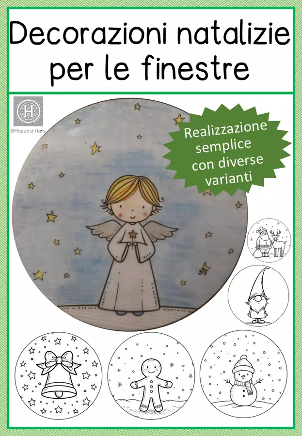 Lavoretto decorazioni natalizie per le finestre Materiale per pittura e bricolage - Lavoretto decorazioni natalizie per le finestre - Maestro Hans - Pagina di copertina