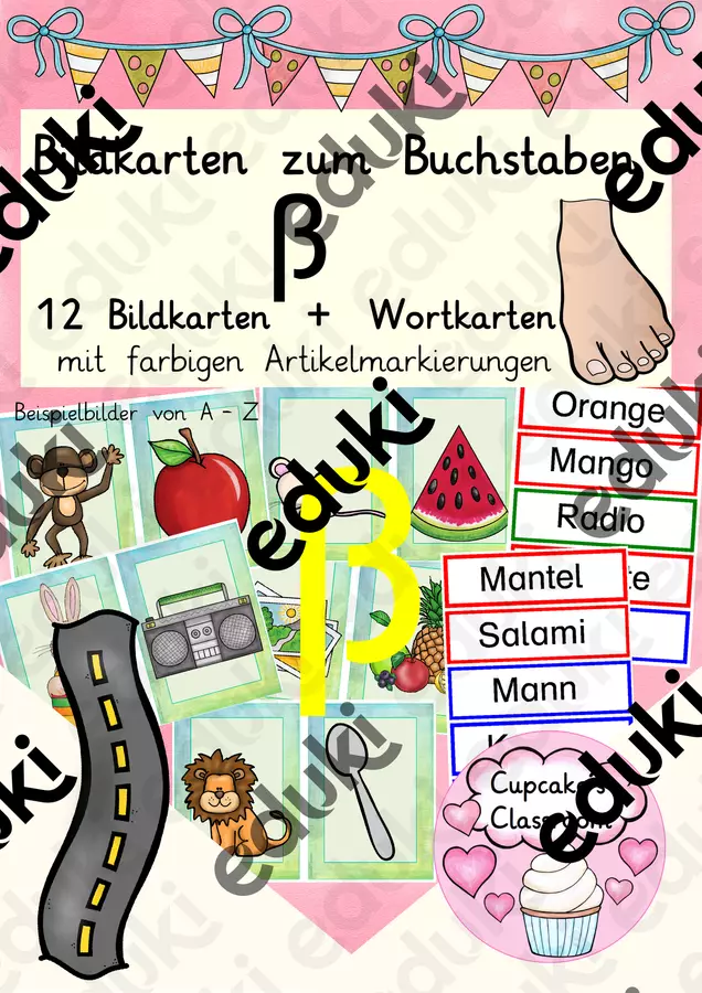 Buchstabe "ß" Einführung Bildkarten, Wortkarten, Alphabetisierung, DaZ, Deutsch (Lettera ß – carte illustrate) Flashcard - Buchstabe "ß" Einführung Bildkarten, Wortkarten, Alphabetisierung, DaZ, Deutsch (Lettera ß – carte illustrate) - Cupcake's Classroom - Pagina di copertina