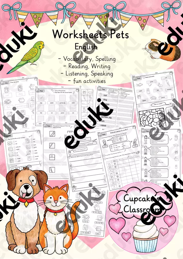 English - Pets (Worksheets) Esercizi - English - Pets (Worksheets) - Cupcake's Classroom - Pagina di copertina