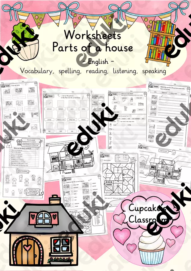 English - Parts of a house (Rooms) - Worksheets Esercizi - English - Parts of a house (Rooms) - Worksheets - Cupcake's Classroom - Pagina di copertina