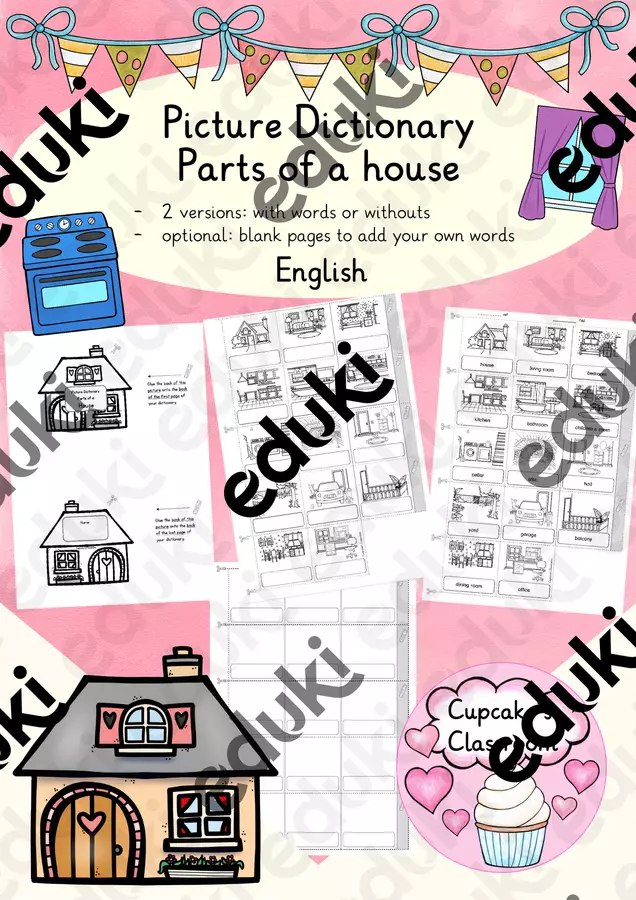 English - Parts of a house (Rooms) - picture dictionary Esercizi - English - Parts of a house (Rooms) - picture dictionary - Cupcake's Classroom - Pagina di copertina