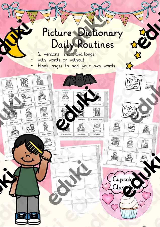 English - Daily routines (My day) picture dictionary Esercizi - English - Daily routines (My day) picture dictionary - Cupcake's Classroom - Pagina di copertina