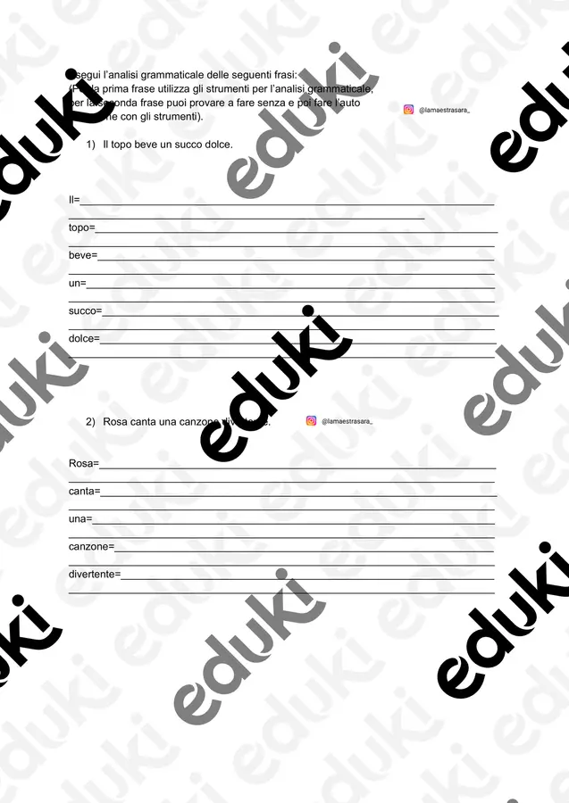 Esercizi di analisi grammaticale Esercizi - Esercizi di analisi grammaticale - lamaestrasara_ - Pagina di copertina