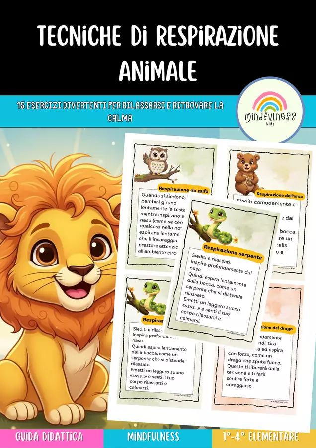 RESPIRAZIONE CONSAPEVOLE | Tecniche di respirazione animale | Mindfulness per Bambini (6-12 anni) Esercizi - RESPIRAZIONE CONSAPEVOLE | Tecniche di respirazione animale | Mindfulness per Bambini (6-12 anni) - Mindfulness kids - Pagina di copertina