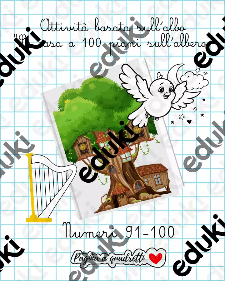 Attività sui numeri da 91 a 100 Esercizi - Attività sui numeri da 91 a 100 - Pagina_a_quadretti - Pagina di copertina