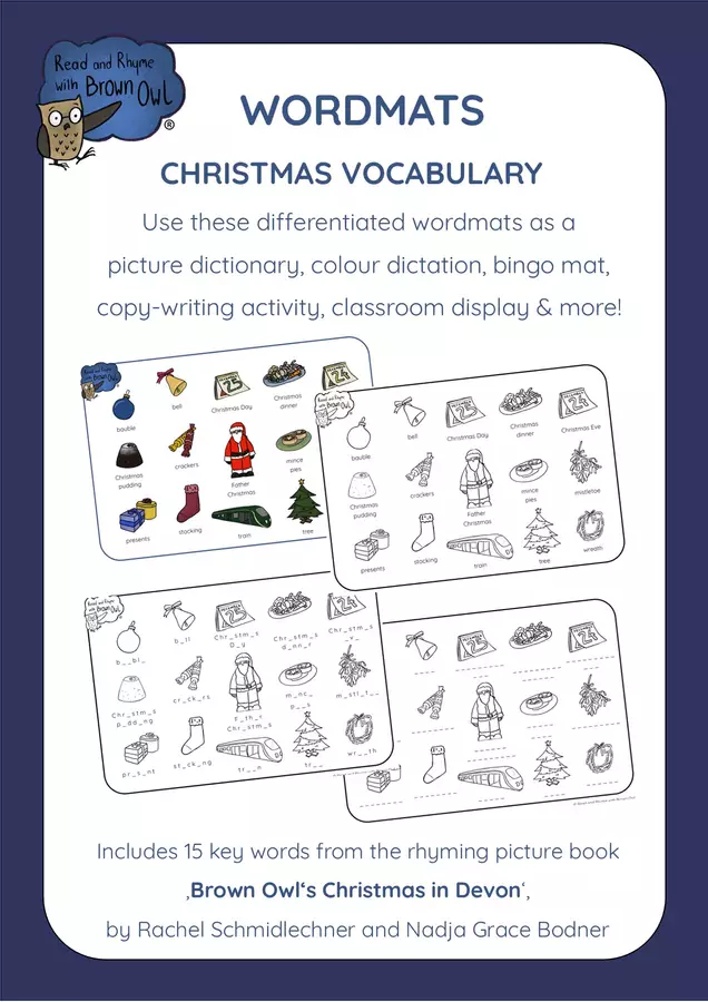Christmas in Devon - PICTURE DICTIONARY WORDMATS Esercizi - Christmas in Devon - PICTURE DICTIONARY WORDMATS - Read and Rhyme with Brown Owl - Pagina di copertina
