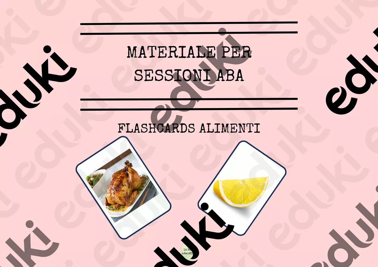 Materiale ABA: Flashcards alimenti Flashcard - Materiale ABA: Flashcards alimenti - Le basi educative - Pagina di copertina