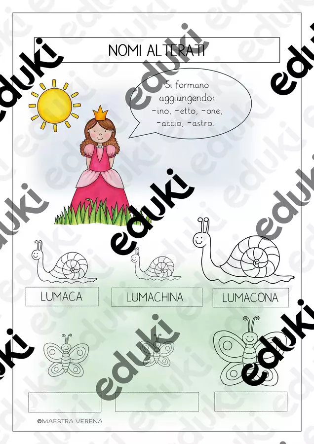 I nomi alterati Esercizi - I nomi alterati - maestra Verena - Pagina di copertina
