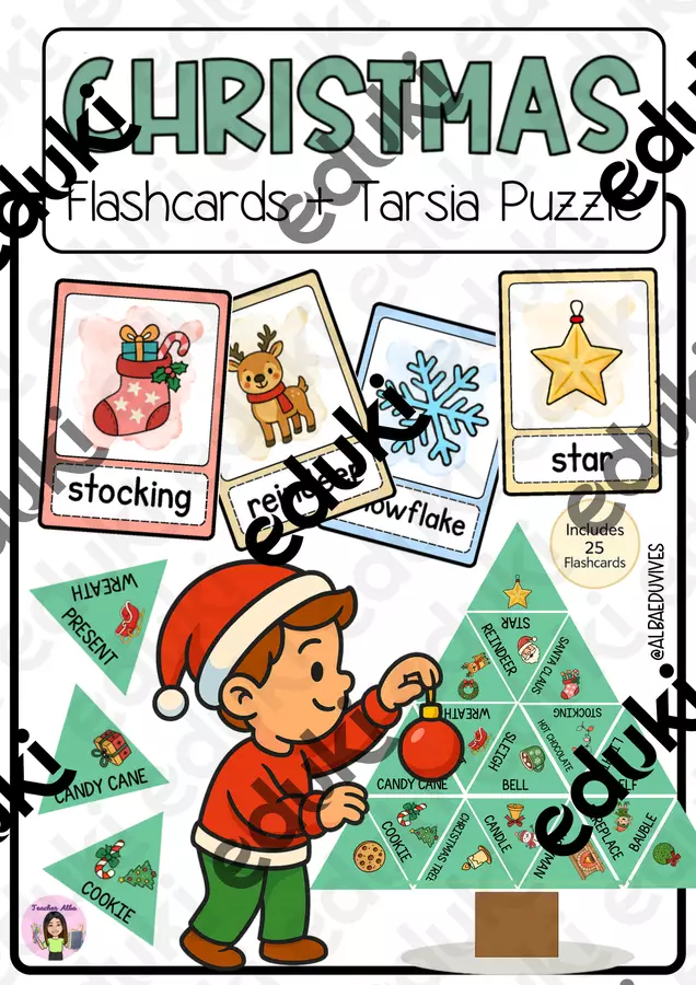 Natale ( Flashcards + Tarsia ) Materiale interattivo - Natale ( Flashcards + Tarsia ) - Albaeduvibes - Pagina di copertina