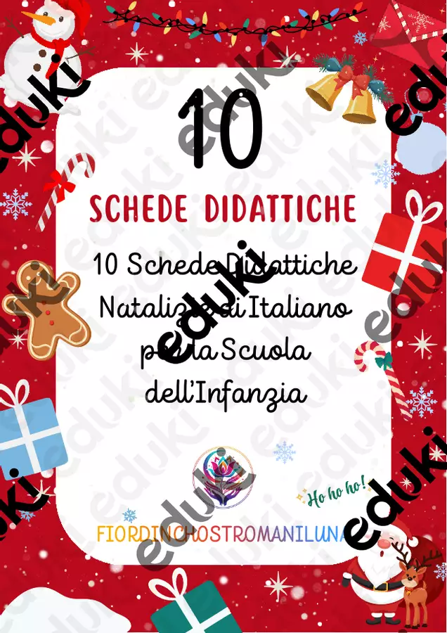 10 Schede Didattiche Natalizie di Italiano🎄 Esercizi - 10 Schede Didattiche Natalizie di Italiano🎄 - Fiordinchiostro Maniluna Edizioni - Pagina di copertina