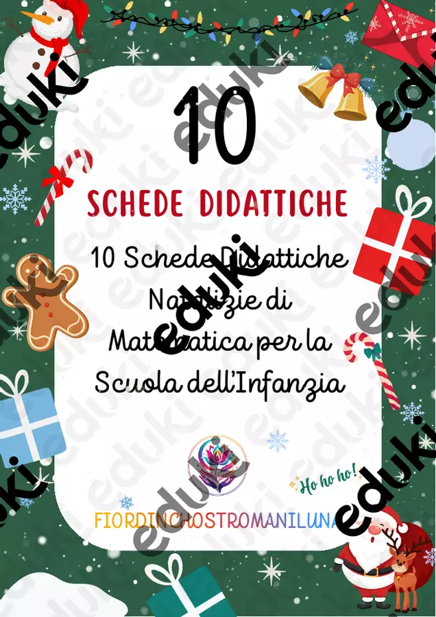 10 Schede Didattiche Natalizie di Matematica🎄 Esercizi - 10 Schede Didattiche Natalizie di Matematica🎄 - Fiordinchiostro Maniluna Edizioni - Pagina di copertina