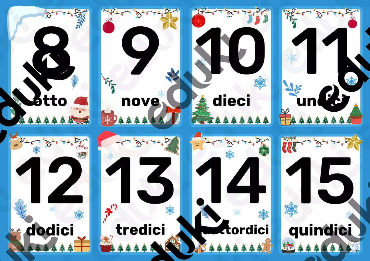 Flash Card Natalizie con i Numeri fino a 20🎄 Esercizi - Flash Card Natalizie con i Numeri fino a 20🎄 - Fiordinchiostro Maniluna Edizioni - Pagina di copertina