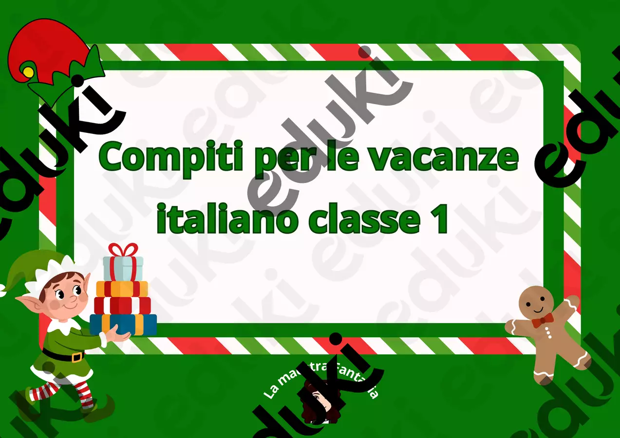 Compiti per le vacanze di Natale italiano-classe 1 Esercizi - Compiti per le vacanze di Natale italiano-classe 1 - La maestra Fantasia - Pagina di copertina