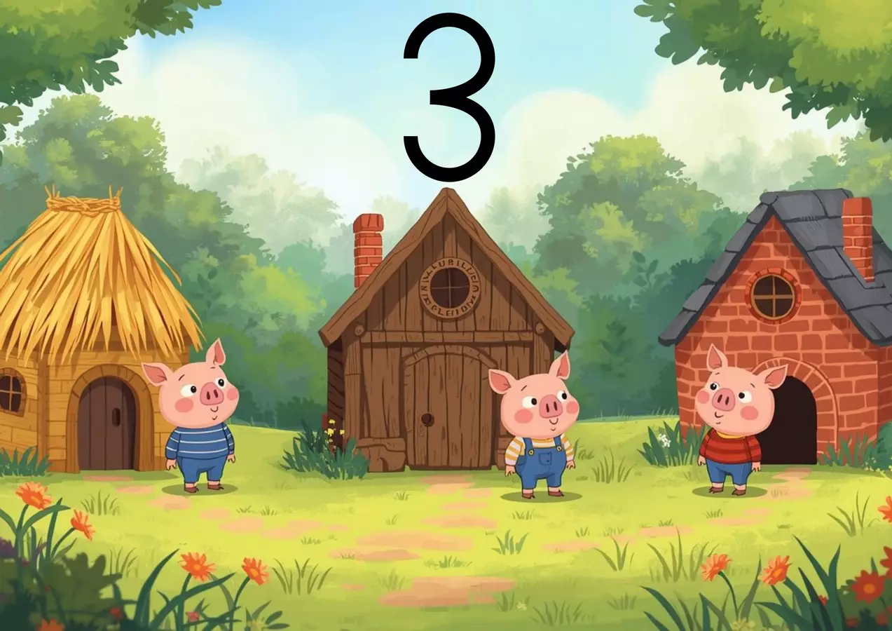 I tre piccoli porcellini - storia riguardante il numero 3 Materiale interattivo - I tre piccoli porcellini - storia riguardante il numero 3 - Saretta97 - Pagina di copertina
