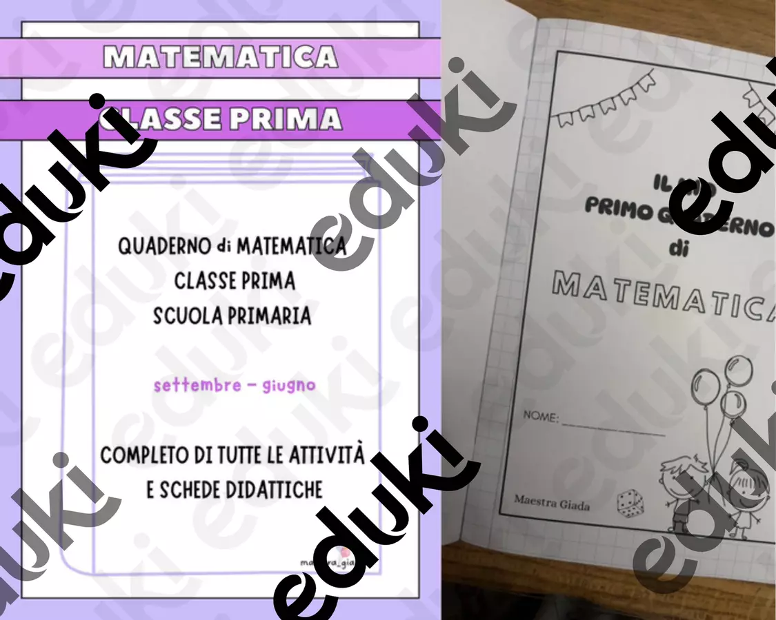 Quaderno completo matematica classe prima Esercizi - Quaderno completo matematica classe prima - Maestra Giada - Pagina di copertina
