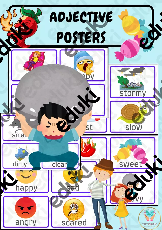 Adjective Posters - Poster con aggettivi Flashcard - Adjective Posters - Poster con aggettivi - Tutorific - Pagina di copertina