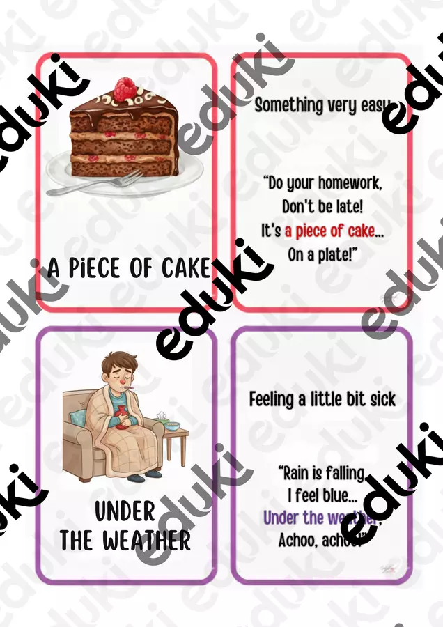 Flashcards illustrate in rima - IDIOMS Flashcard - Flashcards illustrate in rima - IDIOMS - Silvia_English together - Pagina di copertina
