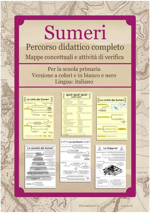 La civiltà dei Sumeri – Mappe concettuali e schede di verifica Quiz - La civiltà dei Sumeri – Mappe concettuali e schede di verifica - Learnimaps - Pagina di copertina