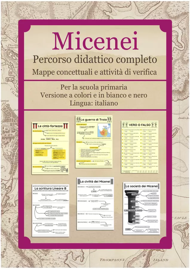 La civiltà dei Micenei – Mappe concettuali e schede di verifica Quiz - La civiltà dei Micenei – Mappe concettuali e schede di verifica - Learnimaps - Pagina di copertina