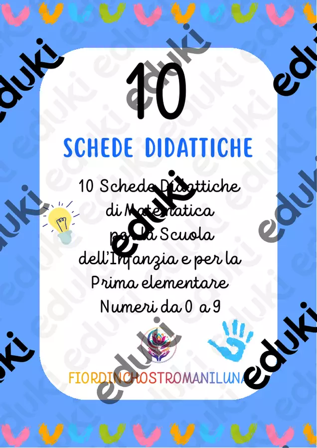 10 Schede didattiche di Matematica da 0 a 9 Esercizi - 10 Schede didattiche di Matematica da 0 a 9 - Fiordinchiostro Maniluna Edizioni - Pagina di copertina