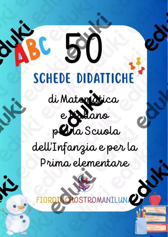 50 Schede didattiche di matematica e italiano Esercizi - 50 Schede didattiche di matematica e italiano - Fiordinchiostro Maniluna Edizioni - Pagina di copertina